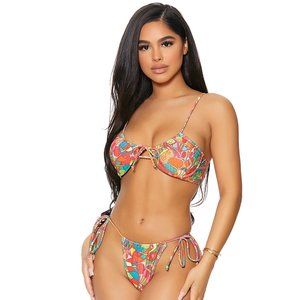 Underwire Bikini Set with Front and Side Ties Kaleidoscope
